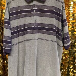 Classic Gray and Purple Striped Polo Shirt